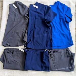 Scrubstar Electric Blue & Gray V-Neck Scrub Sets Women's 3XL (3 Sets)